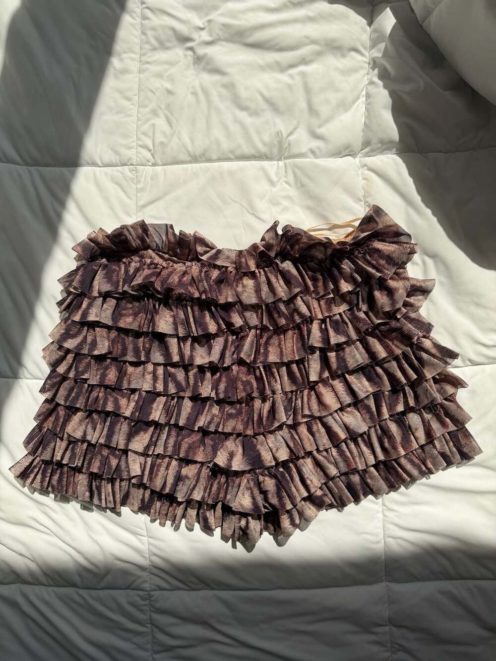 Y2K Brown  Ruffled Micro Shorts Size L